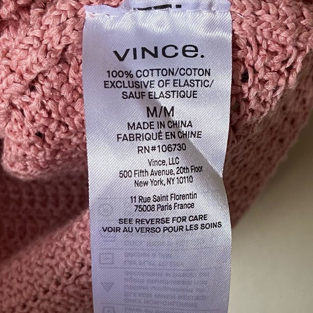 NWT Vince Crochet Knit Pink Sweater T Shirt Tee Short Sleeve Size M - Picture 7 of 9